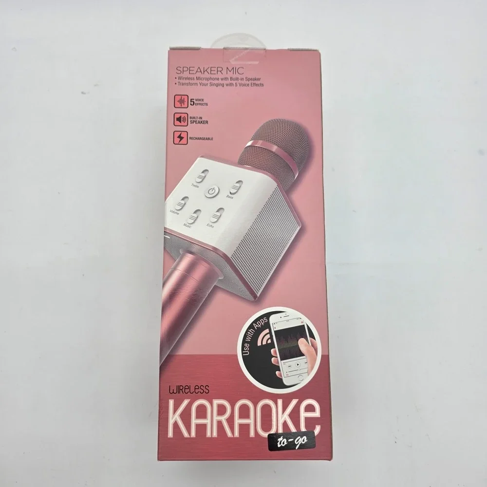 Wireless Karaoke To Go BMI Speaker Mic Microphone Bluetooth 5 Voice Effects